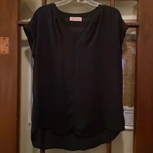 Navy Blue Short Sleeve Blouse